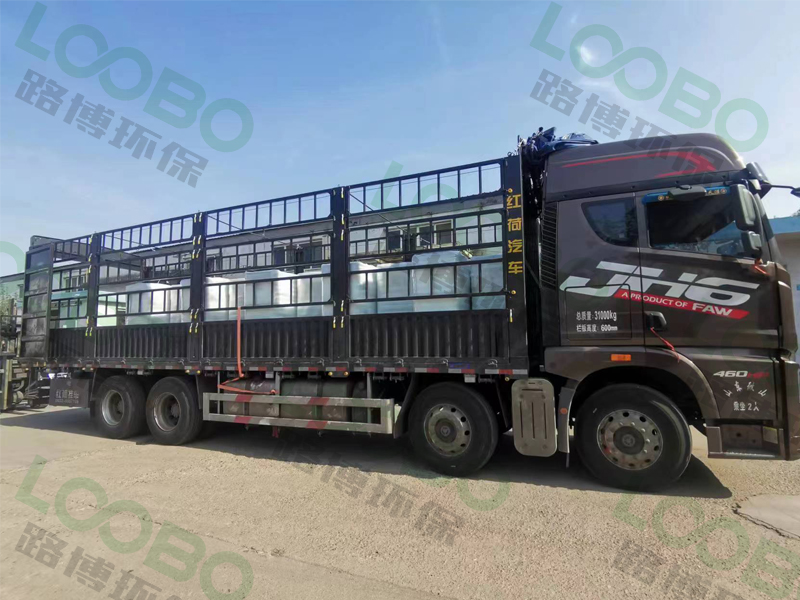 編號LB-XZ移動式焊接煙塵凈化器，裝車啟程，發(fā)往江蘇